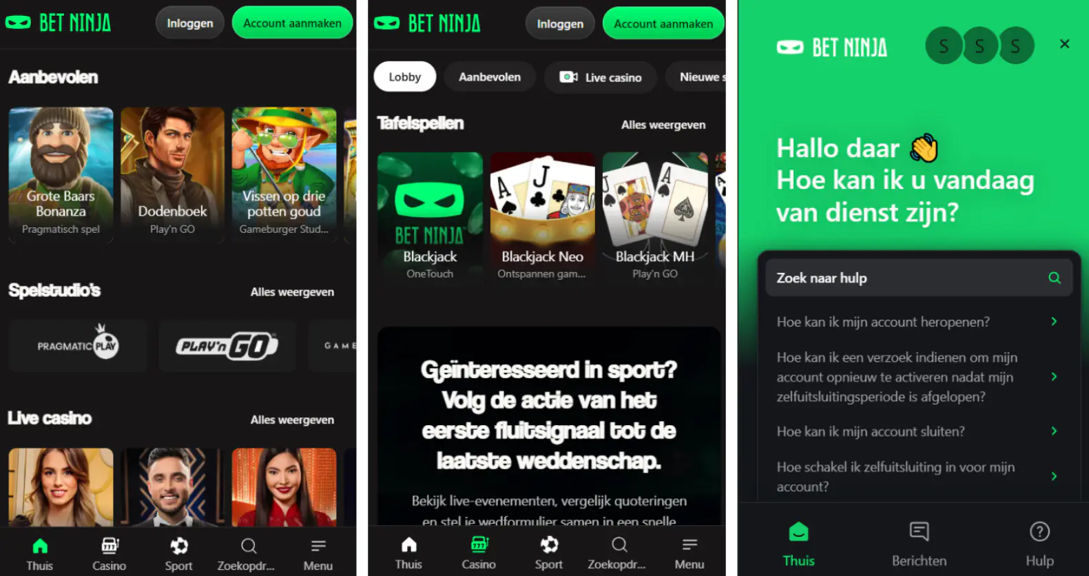 betninja casino mobiele browser